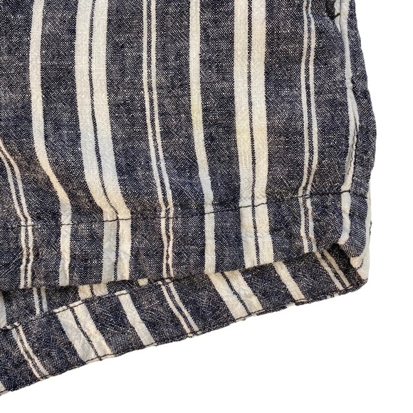 Splendid Linen Shorts Size Medium Pier Stripe Beachy Coastal High Rise Blue - Picture 7 of 11